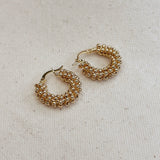 Beaded Cluster Hoops - Gold