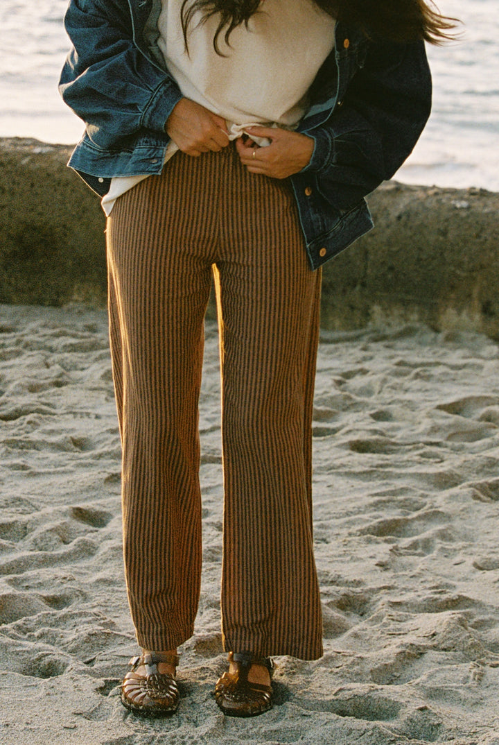 Stripe Washed Trouser - Brown Stripe