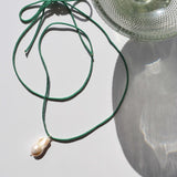 Rope Pearl Necklace - Sage Green