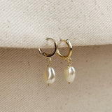 Drop Baroque Pearl Hoop Earring - Gold