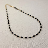 Black Baguette Necklace - Gold