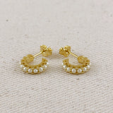 Petite Pearl C Hoops - Gold