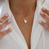 Double Pearl Drop Necklace - Gold