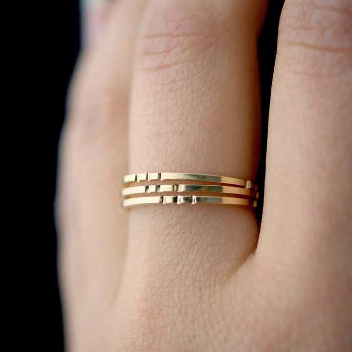 Square Lined Stacking Ring