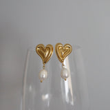 Pearl Drop Heart Earrings