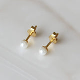 Classic Tiny Pearl Studs - Gold