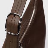 Recycled Leather Shoulder Bag - Brown