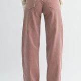 Relaxed Wide Leg Jeans - Brown Stripe