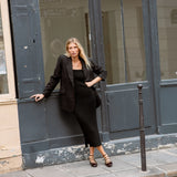 Skyler Woven Silk Blazer - Black