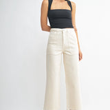 Cargo Pocket Wide Leg Jeans - Almond