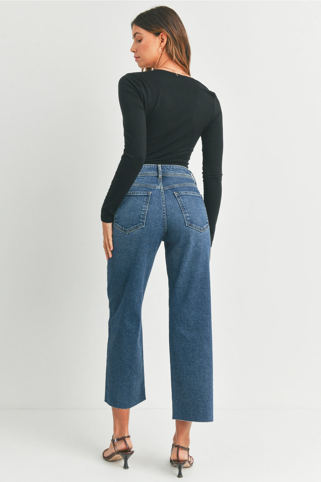 High Rise Utility Wide Leg Jeans - Dark Denim