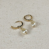 Drop Baroque Pearl Hoop Earring - Gold