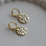 Hammered Medallion Huggies - Gold