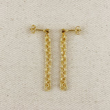 Double Rolo Chain Dangle Earrings - Gold