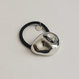 Large Pebble Hair Tie - Silver