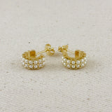 Petite Double Pearl Earrings - Gold