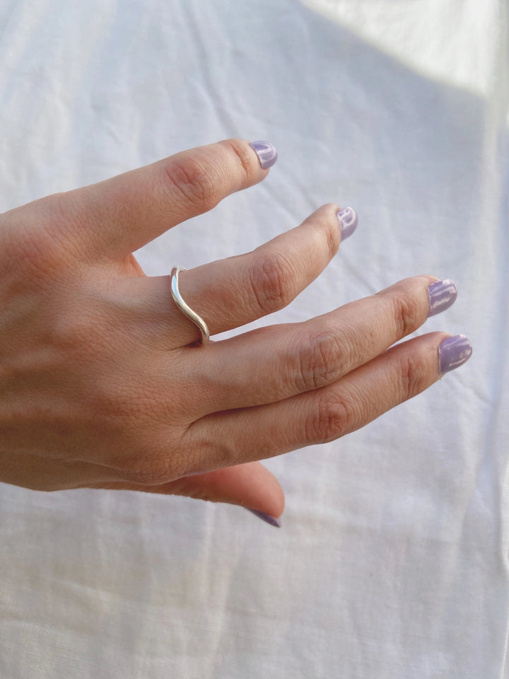 Asymmetric Wave Ring - Silver