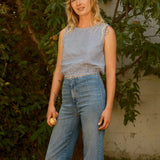 Polly Top - Blue Gingham