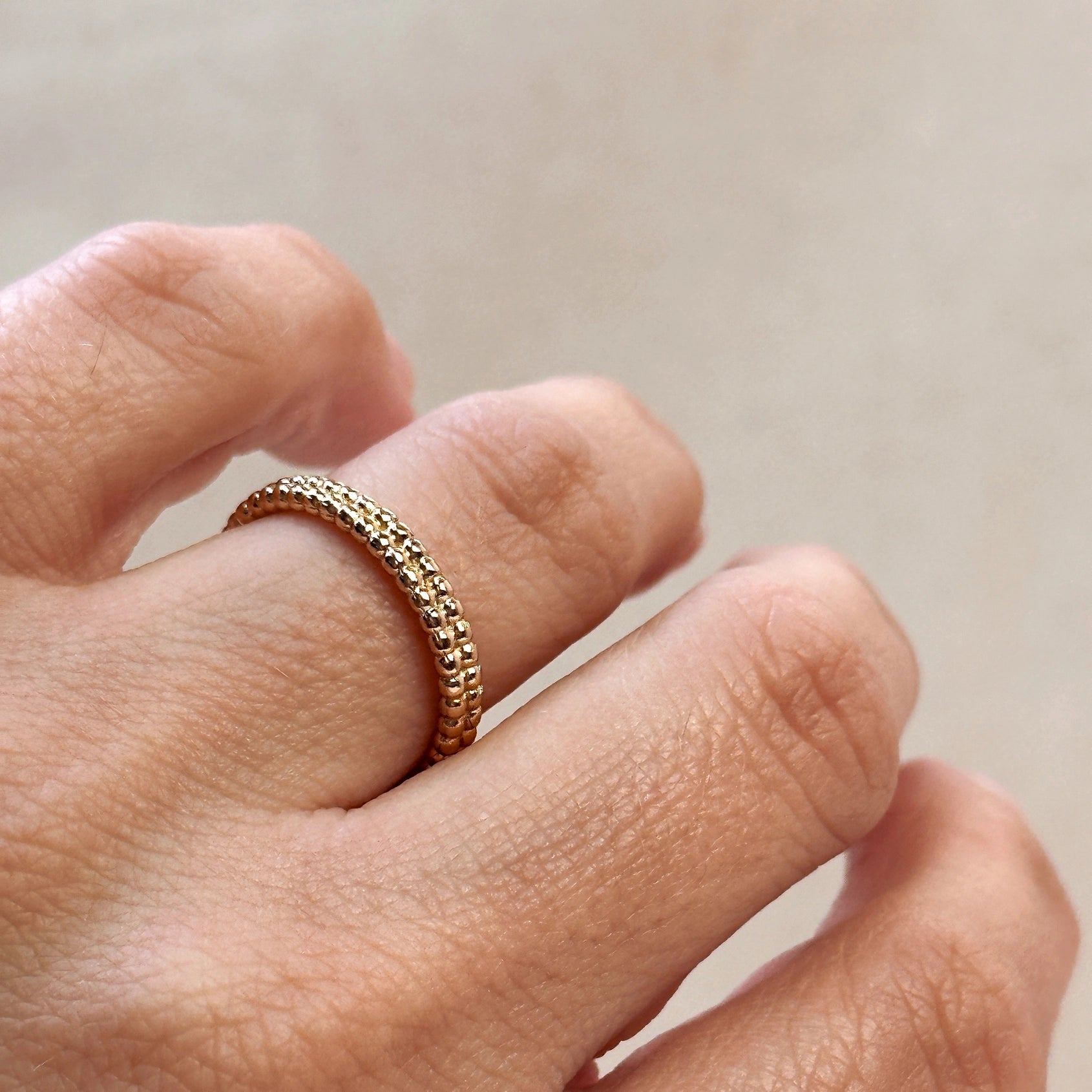 Double Banded Bead Ring - Gold