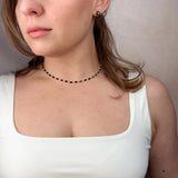 Black Baguette Necklace - Gold