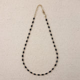 Black Baguette Necklace - Gold