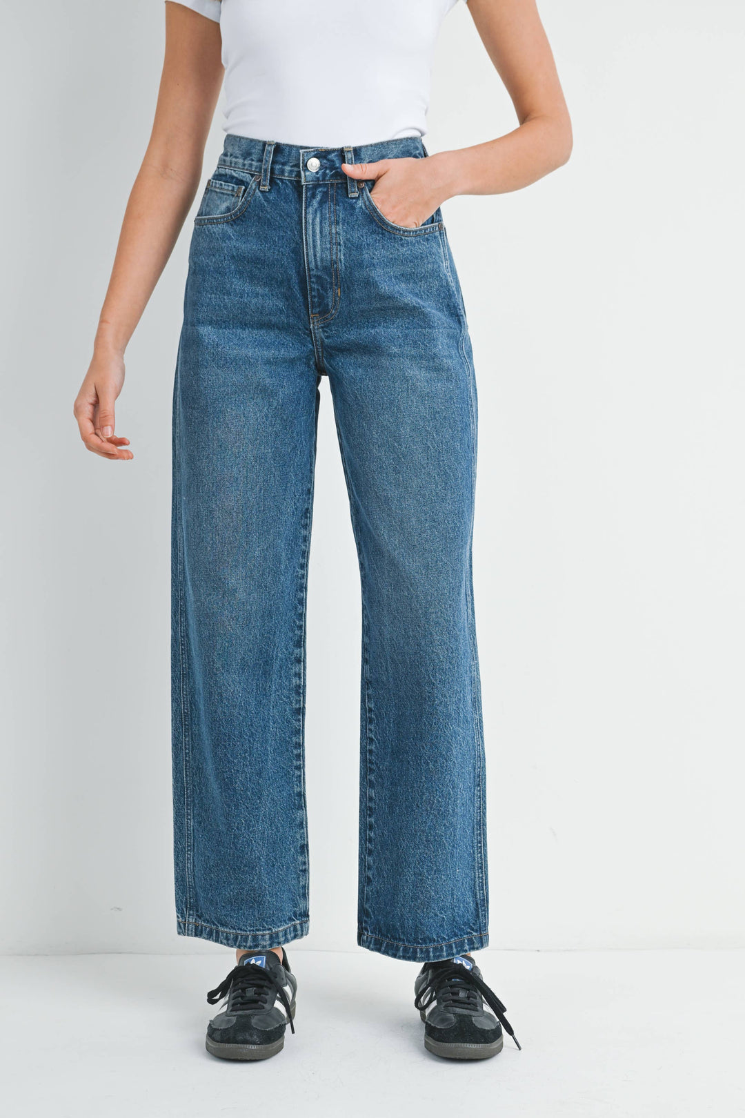 Relaxed 90's Long Straight Jeans - Dark Denim