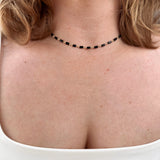 Black Baguette Necklace - Gold