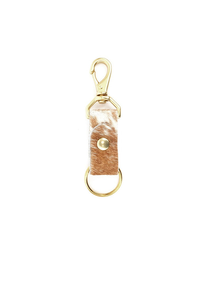 Cowhide Keychain - Caramel Speckled