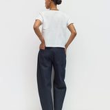 Chloe Contrast Tee - White / Brown