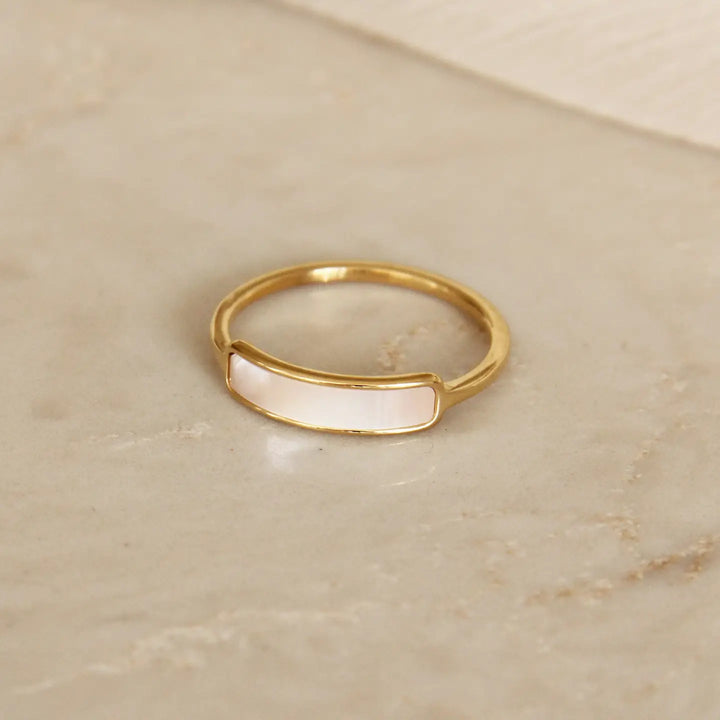 Mother of Pearl Bar Ring - Gold