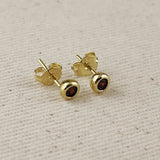 Dainty Bezel Stud Earrings - Red