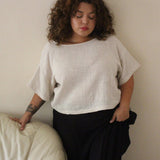 Lenny Cotton Gauze Top - Sand