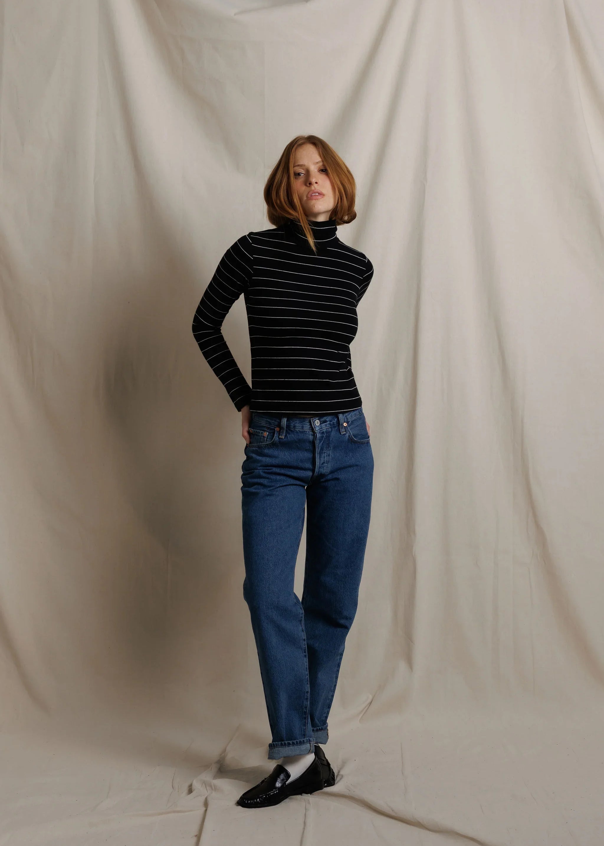 Cindy Turtleneck - Black Stripe