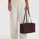 Medium Nylon Bowler Bag - Coffee