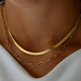 Herringbone Chain Necklace - Gold