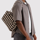 Medium Nylon Bowler Bag - Blurred Gingham Brown