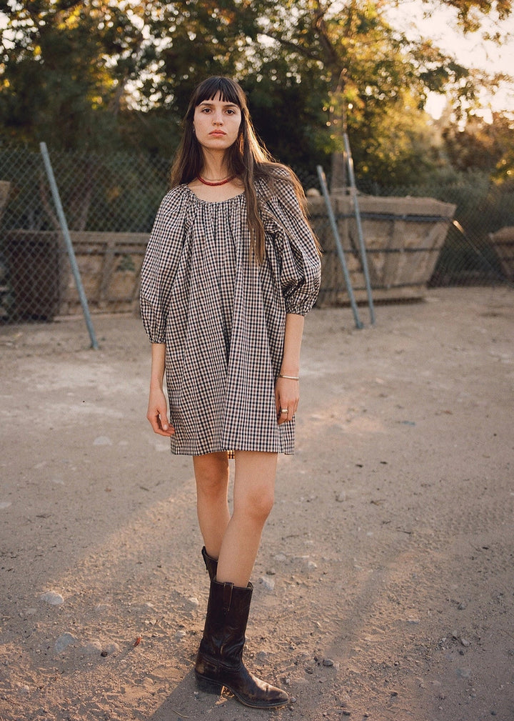 Sutter Dress - Brown Plaid