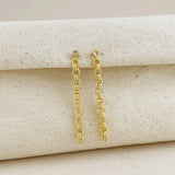 Double Rolo Chain Dangle Earrings - Gold