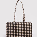 Medium Nylon Bowler Bag - Blurred Gingham Brown