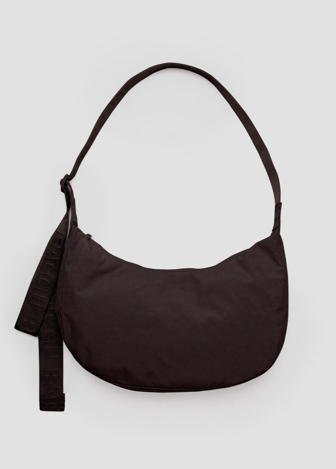 Medium Nylon Crescent Bag - Chocolate Plum