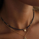 Black Starburst Necklace - Gold