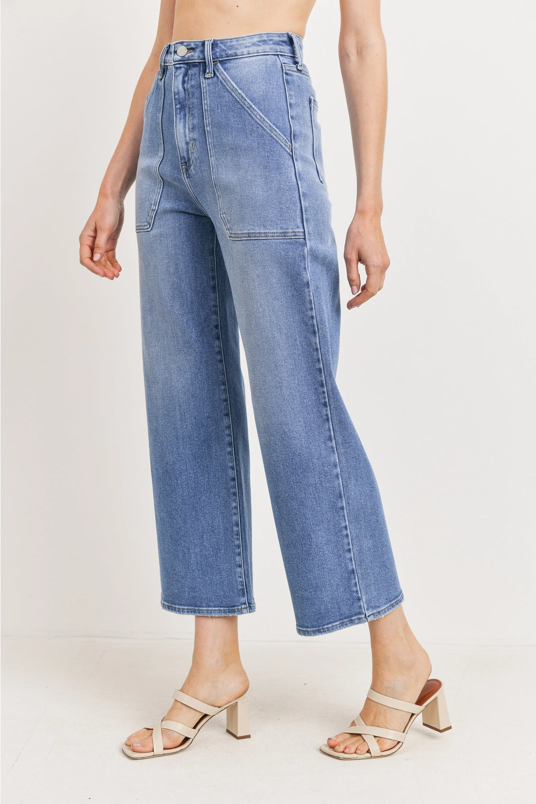 HR Cargo Pocket Wide Leg - Medium Denim