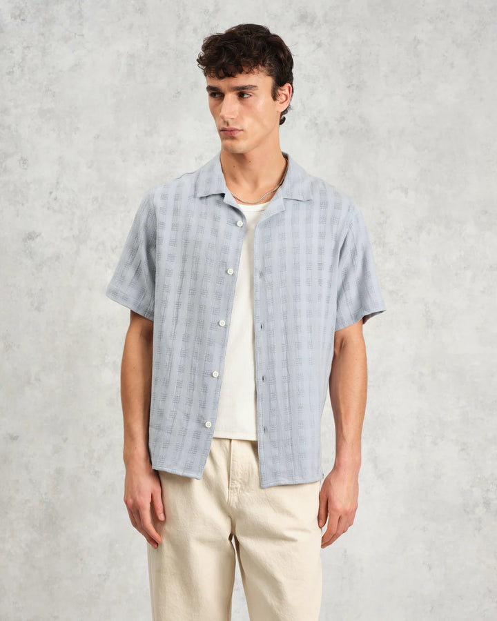 Open Weave Didcot SS Shirt - Pale Blue