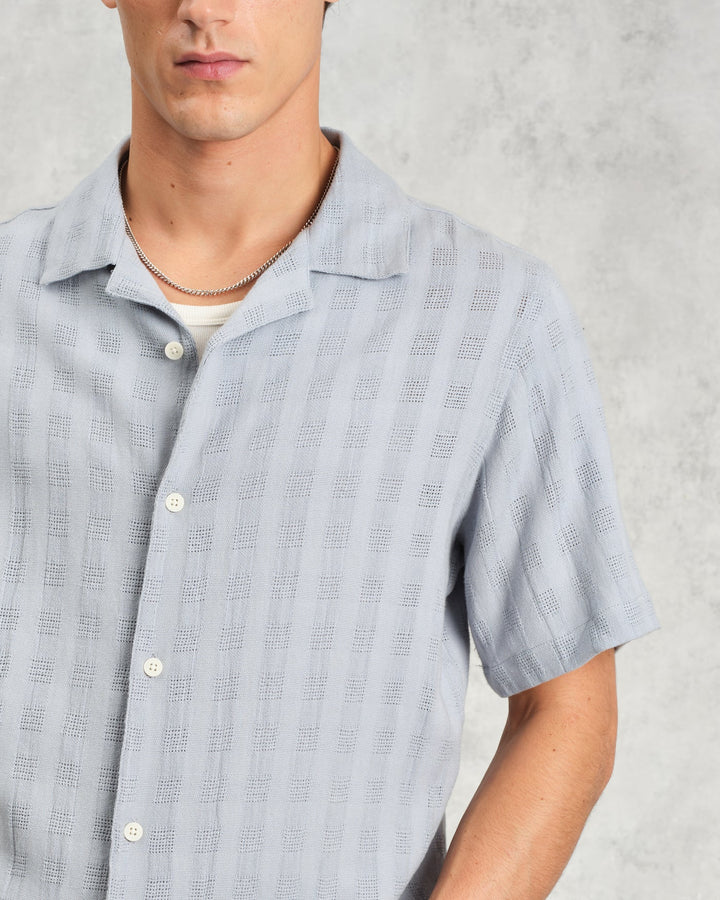 Open Weave Didcot SS Shirt - Pale Blue