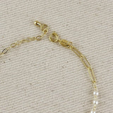 Paperclip + Pearl Bracelet - Gold