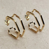 Wire Geometric C Hoops - Gold