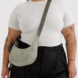 Small Nylon Crescent Bag - Sage Stripe