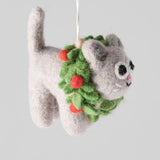 Wreath Cat Ornament