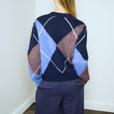 Billie Argyle Sweater - Navy