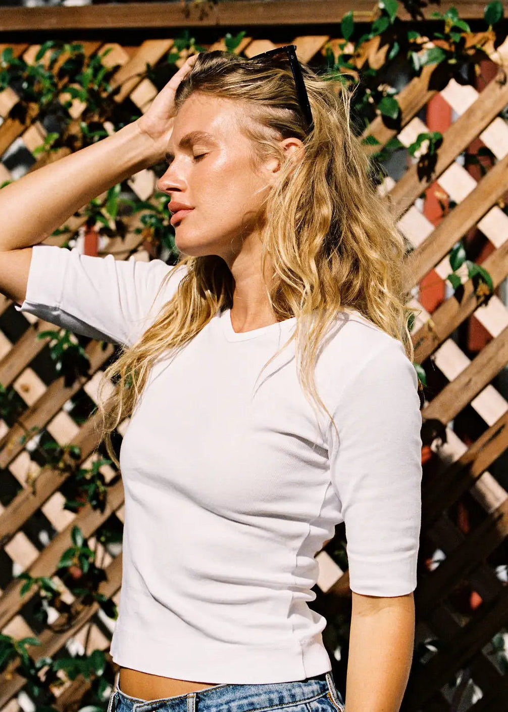 Organic Rib V Neck - White